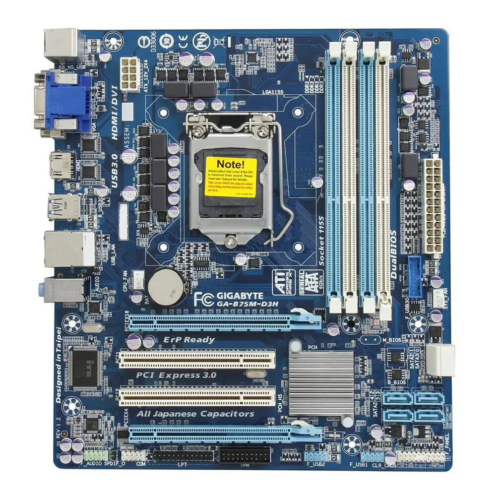 For Gigabyte GA-B75M-D3H LGA1155 DDR3 M-ATX Motherboard Tested