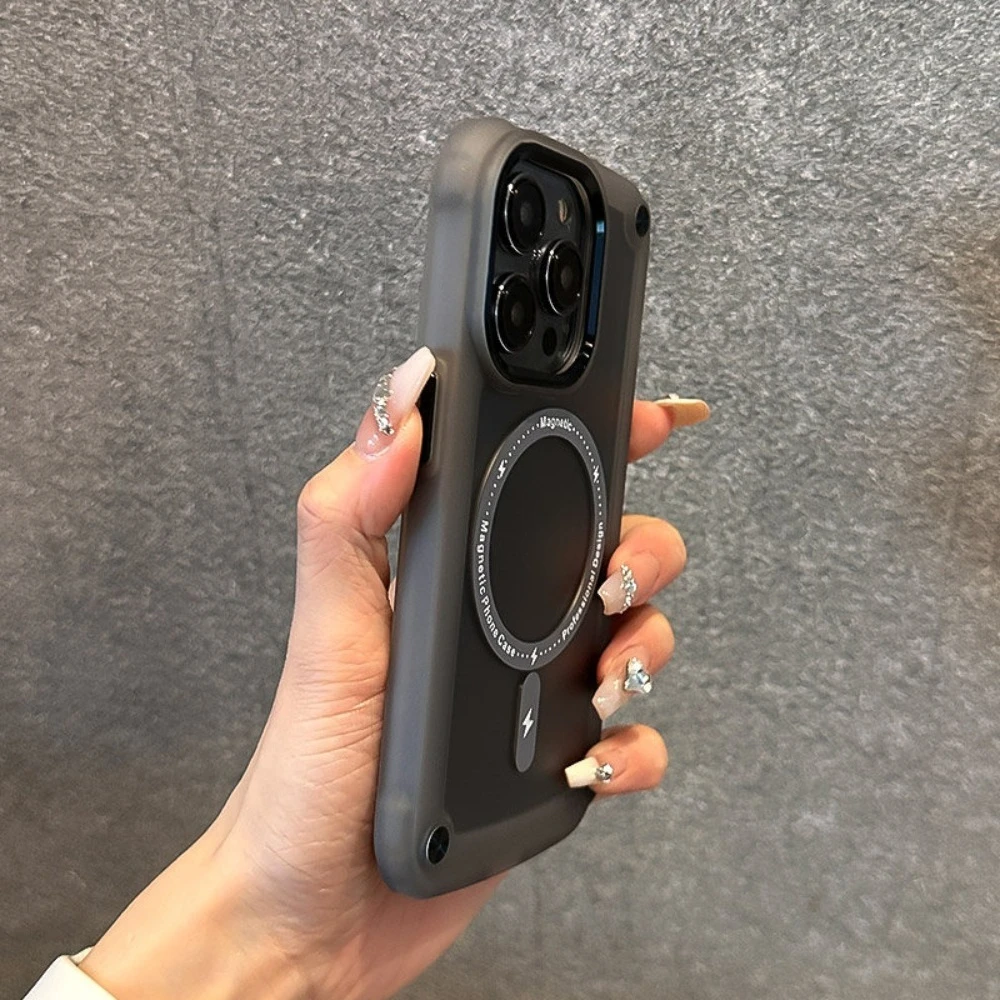 For iPhone 17 Pro Max Case Soft-Touch Matte Magnetic Silicone Airbag Metal Buttons Compatible with iPhone 16 15 14 13 12 11