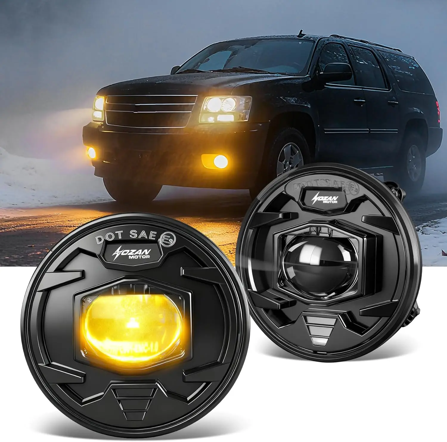Amber LED Fog Lights for 2007-2013 Chevy Avalanche/Suburban/GMC Acadia/Ford Escape/ 07-14 GMC Yukon/Tahoe/Mustang/ 08-10 Pontiac