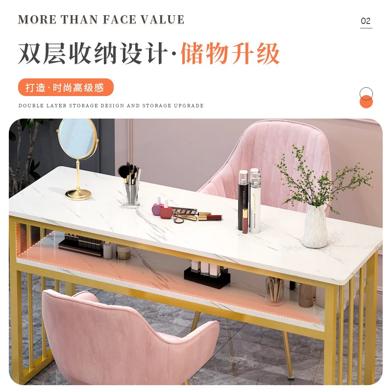 Modern Minimalist Ins Economical Nail Salon Marbled Wood Table Chair Japanese Light Luxury Single Double Manicure Tables Mesas