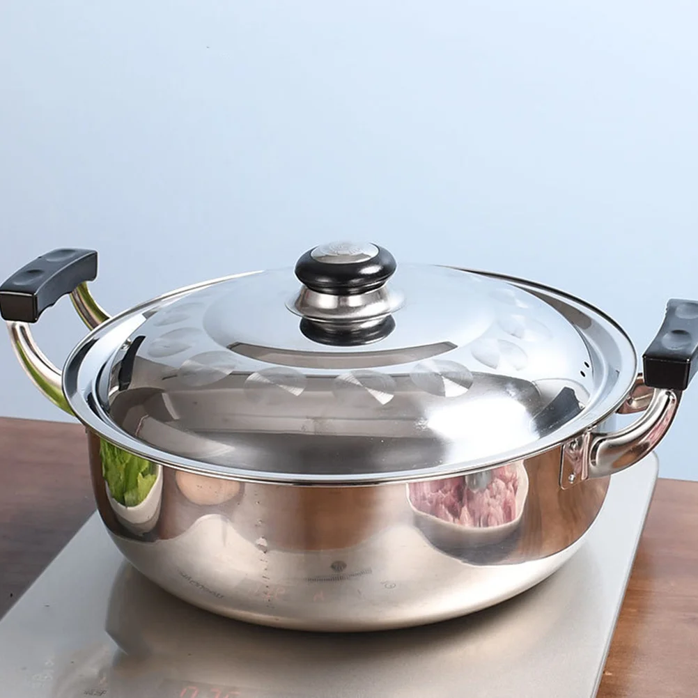 

Dual Handle Stainless Steel Divided Hot Pot 2-in-1 Multi-Function Stockpot for Home Family Gathering Chinese Hot Pot Cooker