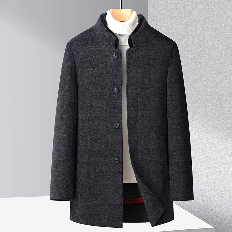 

2023 new arrival Winter fashion casual wool trench coat men,90% white duck down inner liner thicken jackets,Overcoat male