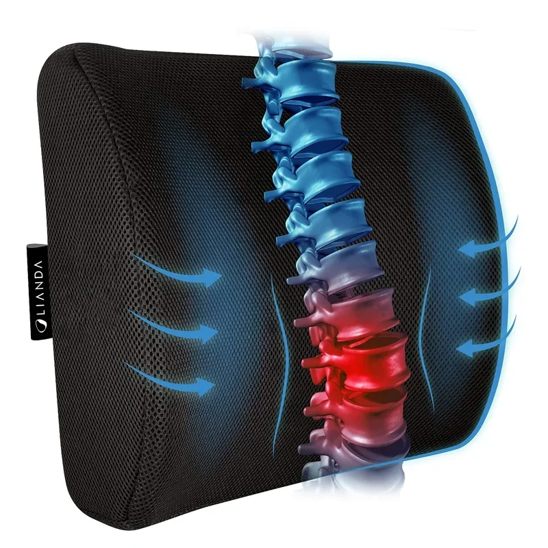 Factory Direct Pain Relief Back Support Cushion Office Chair  Removable Cover Memory Foam Lumbar Pillow