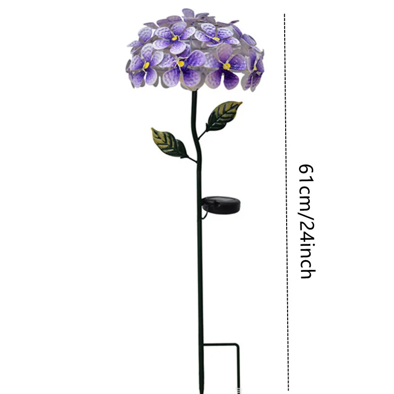 LED Solar Lights Outdoor Artificial Hydrangea Simulation Flower Waterproof Garden Lawn Stakes Lamps Yard for Home Decoration