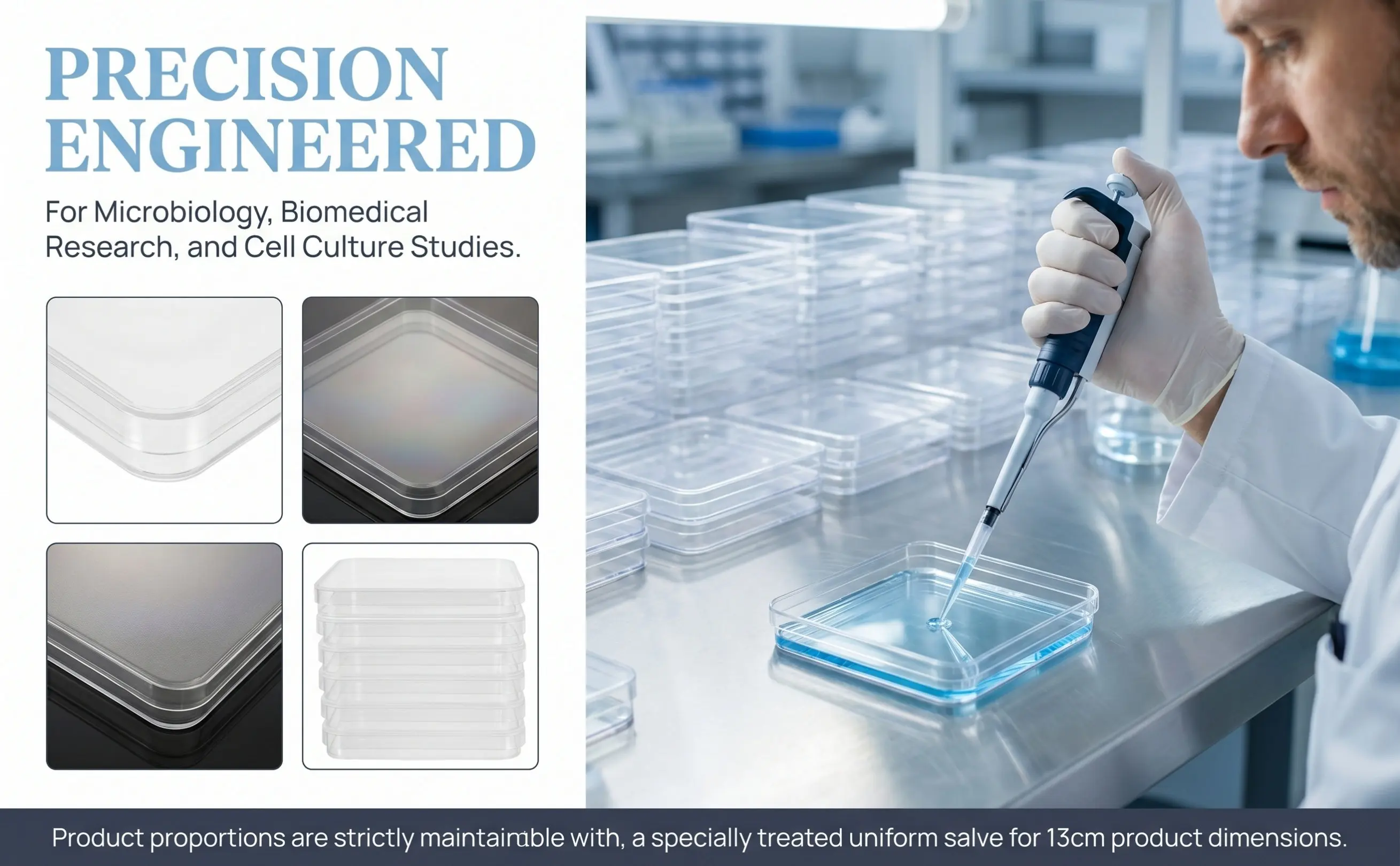 10Pcs Cell Culture Plates Transparent Square Petri Dishes Lids Laboratory Experiment Research Plastic Tissue Culture Plates