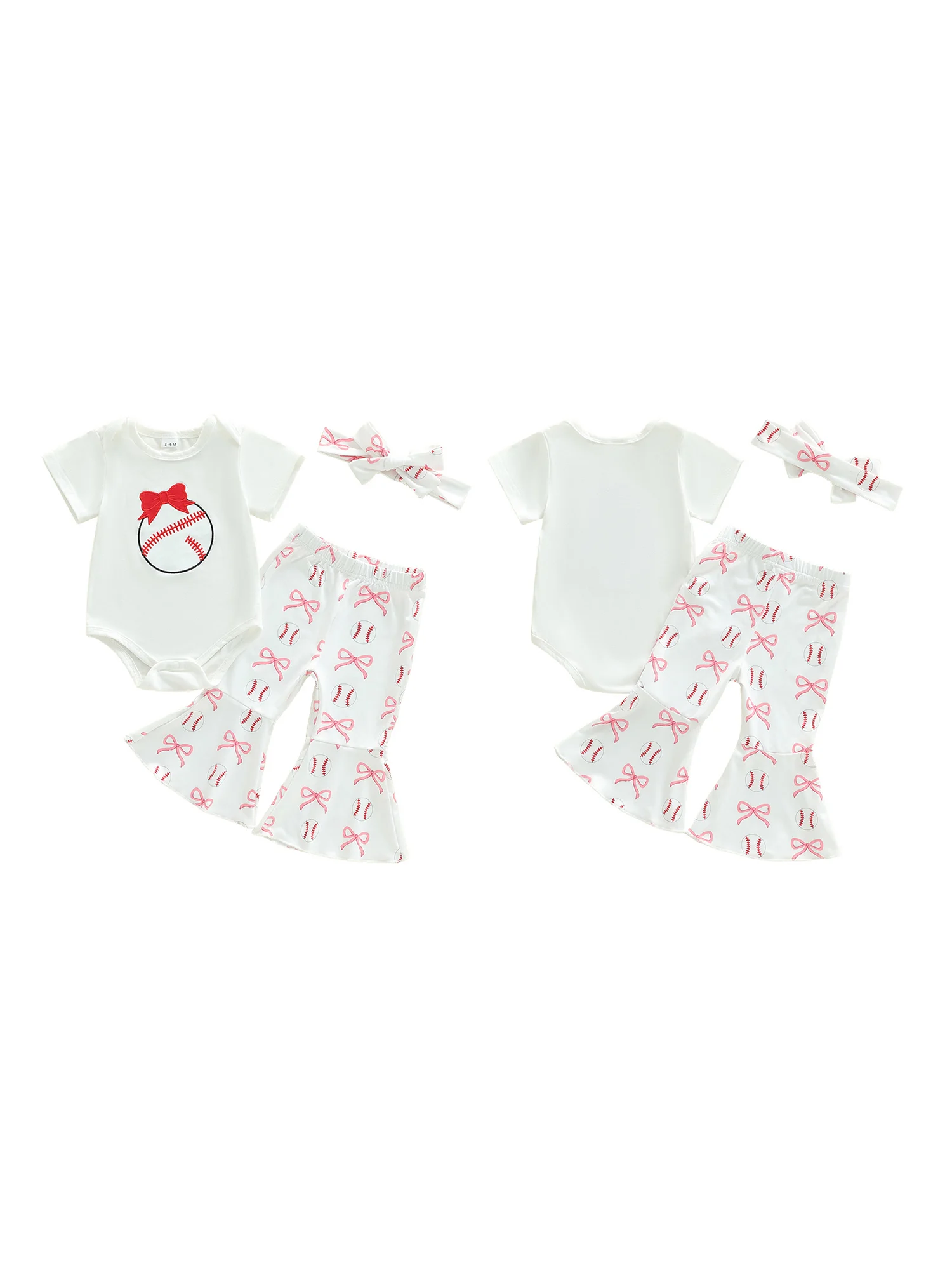 رومبير أنيق بدون أكمام بطبعة زهور مع ربطة رأس متطابقة مع تفاصيل كشكش وسراويل جرس سفلية طقم مكون من 3 قطع للفتيات الصغيرات