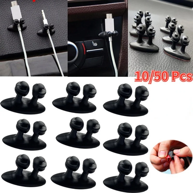 1/5/10/50 Pcs Car Dashboard Mobile Phone Cable Manager Charging Cable Line Organizer Clasp Clamp Auto Interior Accessories