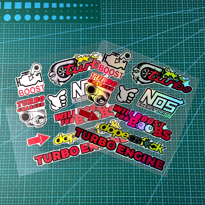 مجموعة واحدة من ملصقات الرنانة العصرية، ملصق تلقائي بطابع توربو، ملصق رائع للتخصيص، عنصر نمط السيارة المميز" #1
