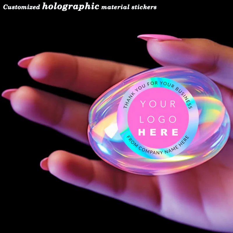 96PCS customized holographic material stickers for your photos/logos/designs - high-quality labels for birthdays, weddings, bran