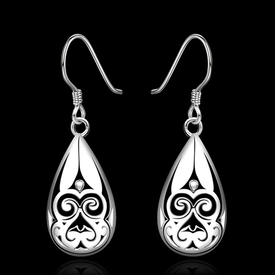 Fine 925 Stamp silver women lady cute earrings wedding present popular top quality fashion party Jewelry free shipping