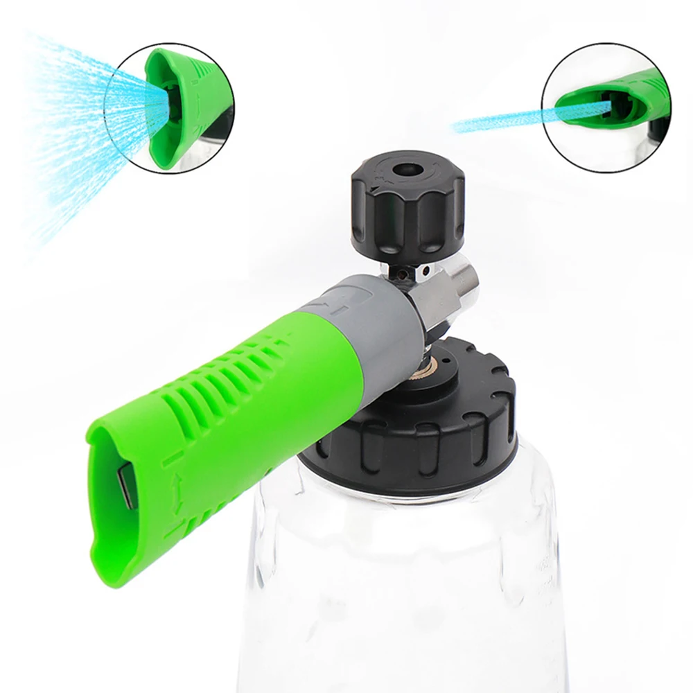 1 Pcs Green Foam Cannon 1000ml Transparent Bottle - Snow Foam Lance Kit High Pressure Car Washer Accessory 1/4 Quick Connect