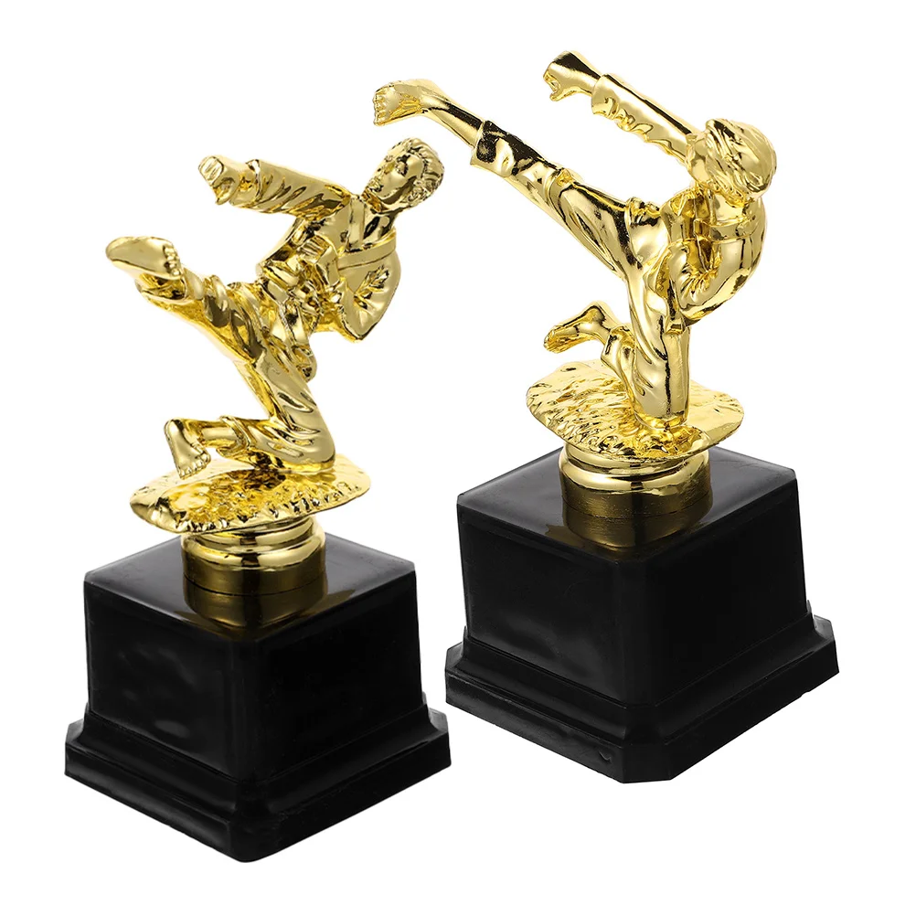

2pcs Taekwondo Trophy Martial Move Design Award Cup For Party School Kindergarten Competition Celebration Winner Prize Decor