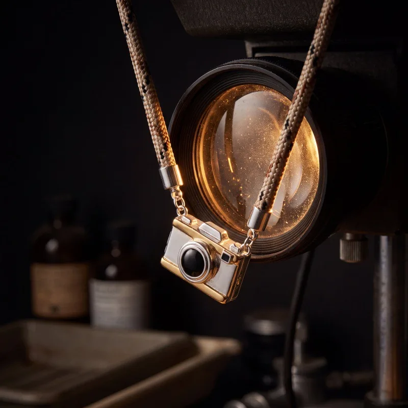 New personalized openable necklace camera photo gift rope chain photo album dripping oil simple copper commemoration