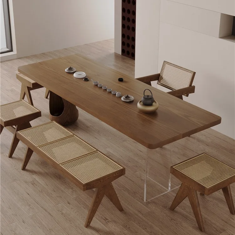 

Высококачественный большой стол, акриловый чайный столик из цельного дерева, чайный столик из орехового дерева для дома, гостиной, журнальный столик