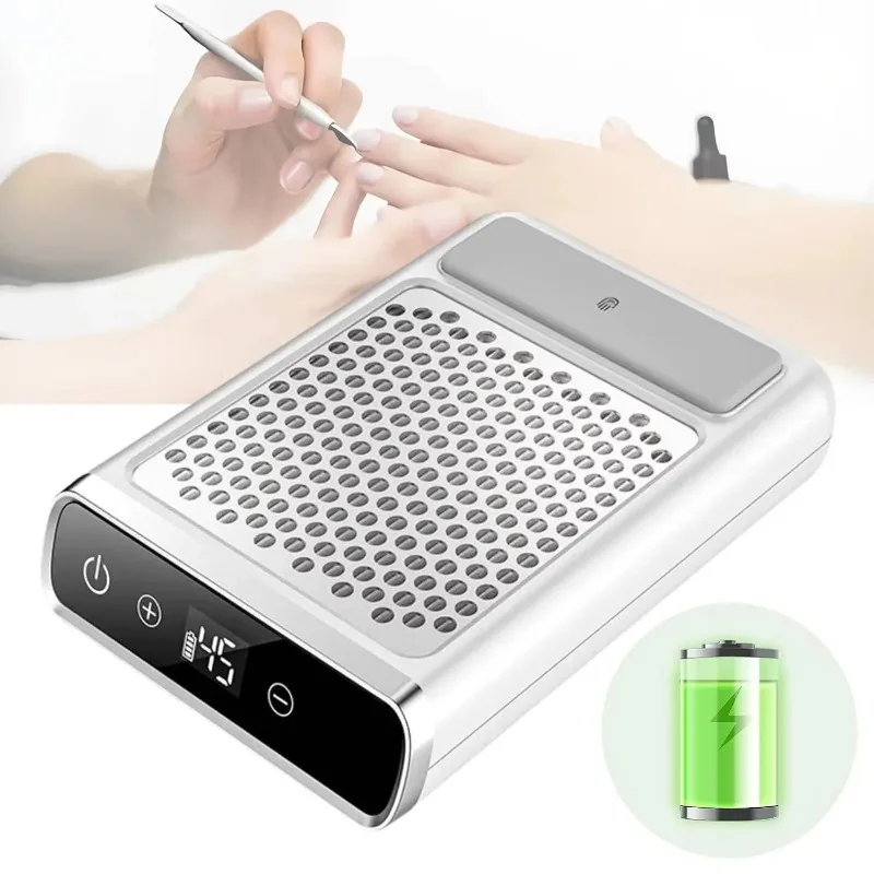 80W Suction Touch Screen Rechargeable Filtration Nail Dust Collector Nail Table Vacuum Cleaner for Nail Art Salons Use