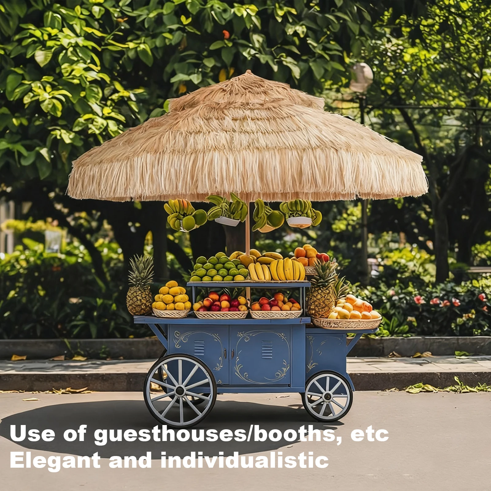 280 سنتيمتر/9ft 2-Tier مظلة شاطئ هاواي مع 8 الأضلاع هاواي القش مظلة هاواي القش تيكي مظلة لحمام السباحة حديقة في الهواء الطلق