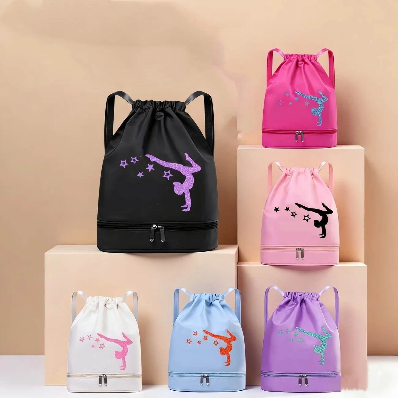 

A casual, versatile, and kawaii (ballet print) sports drawstring backpack perfect for back-to-school season, ideal for everyday