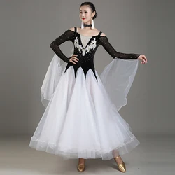 Waltz 2024 high quality Adult New Modern Dance dress Strap Sling Rhinestone Applique Dance Competition Clothing Women