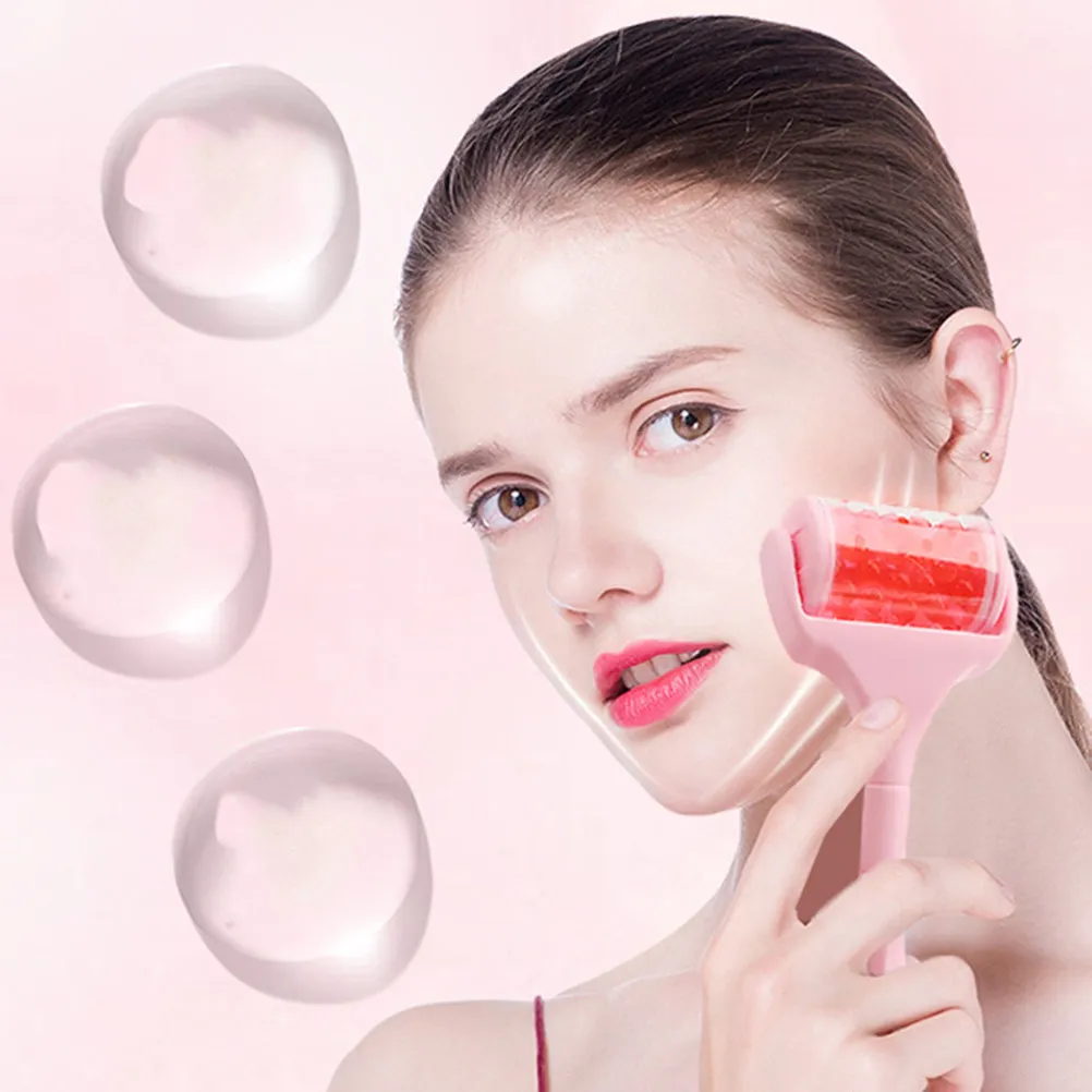 1Pcs Facial Skin Beautifier Portable Pink Handle Rosy Beads Face Lifting Tool Thin Face Roller Massager