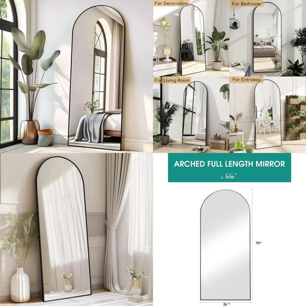 

Large Arched Floor Standing Mirror, 70x26 Full Length Wall Mirror, Oversized Full Body Mirror with Stand, Ideal for Home Decor