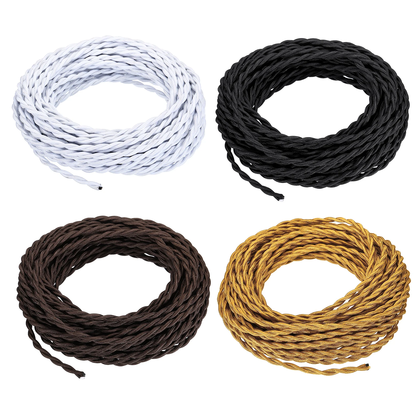 Twisted Cloth Covered Wire 18AWG 2 Conductor Vintage Lamp Cable Industrial Electronic Wire for Pendant Light Bulb DIY Projects