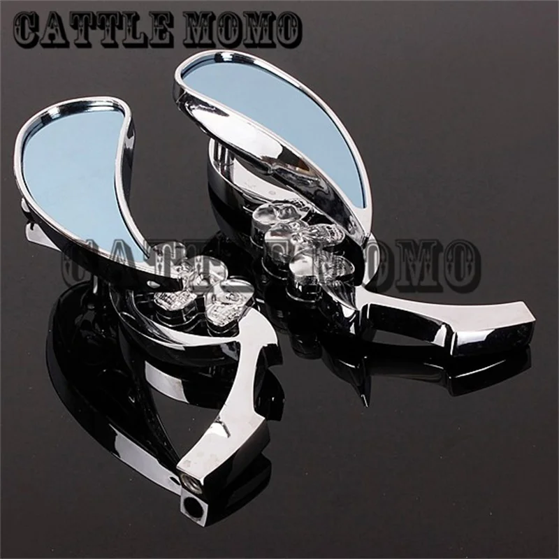 chrome skull Modified Motorcycle Rearview Mirrors For Honda Magna 250/750 steed 400 600 shadow 400/750 VTX1300/1800