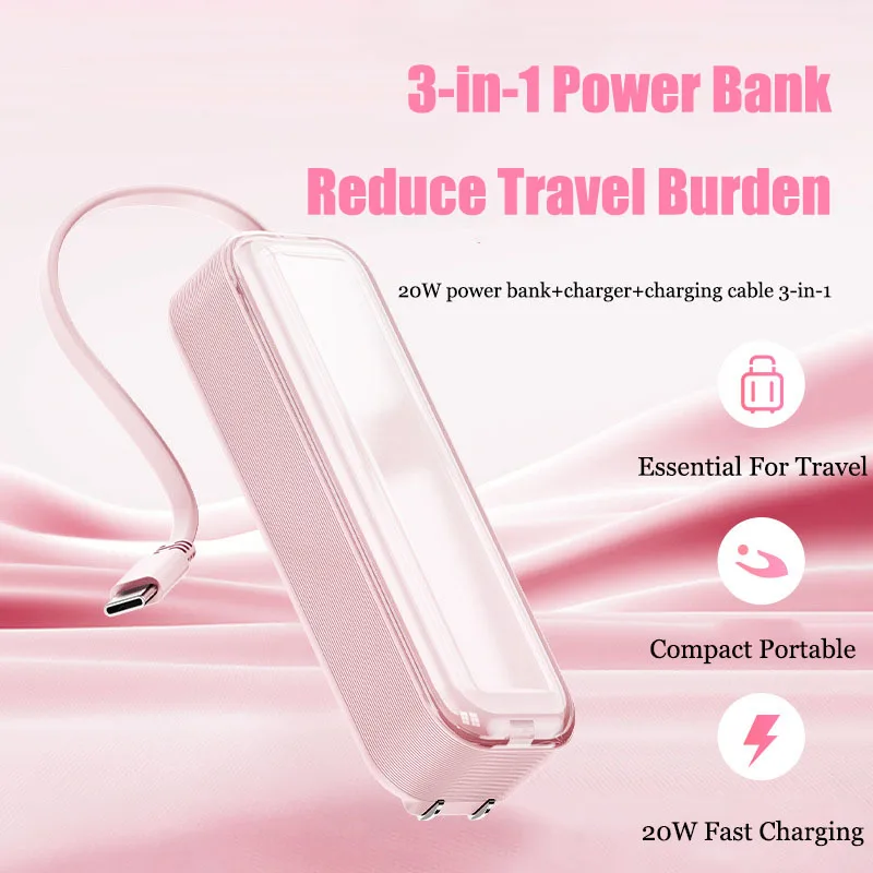 5000mAh Mini Phone Power Bank for IPhone 15 14 13 Type-C Ultra Thin Small Size Portable Power Bank Phone External Battery Pack