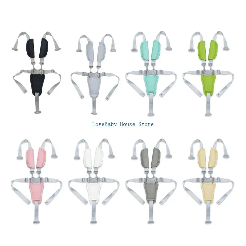 

BX0D Adjustable 5 Point Safety Harness for High Chairs Strollers PU Leather Padding Universal Baby Feeding Accessory