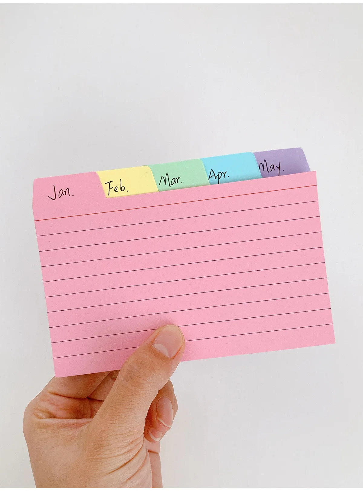 50 Stück Index-Etikettenpapier mit Laschen – 5 Farben, 7,6 x 12,5 cm (2,99 x 4,92 Zoll), 220 g/m2 dick, doppelseitig beschreibbar für einfaches Sortieren – Detail 12