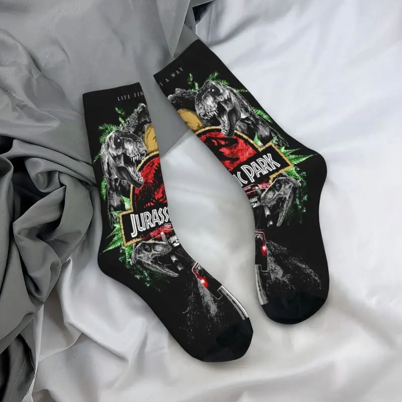 Jurassic Park Mens Crew Socks Unisex Fun 3D Printed Dinosaur World Dress Socks