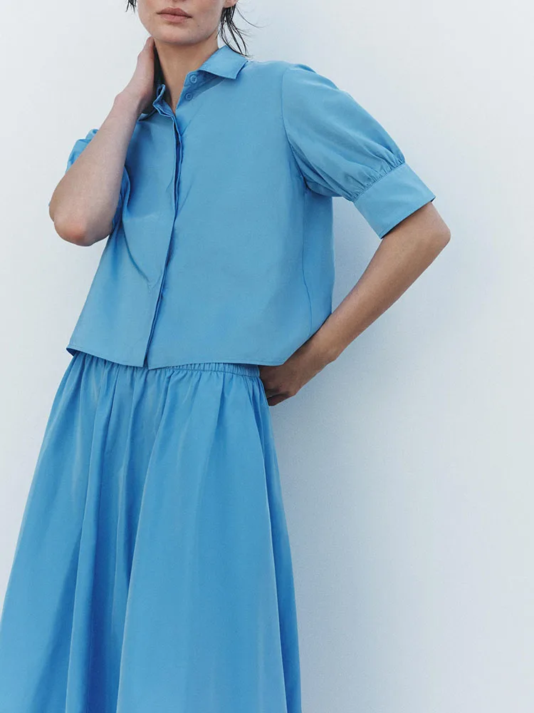Spring New Arrival Women's  Collar Midi Skirt And irt Set High Waist Flared Pants ort Sve Faionable Workwear