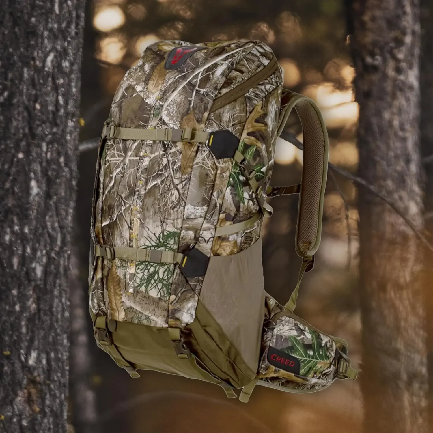 Mochila de caza con marco interno, lleva rifle o arco, paquete compatible con hidratación, camuflaje Realtree Edge