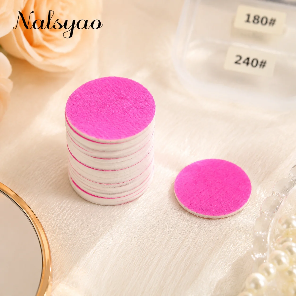 60 Stück Ersatz-Schleifpapier mit Metallscheibe, Rosa Pediküre-Nagelbit-Schleifpapier, Fußpflege-Werkzeug-Zubehör, Nagelbohrer-Bit – Detail 2