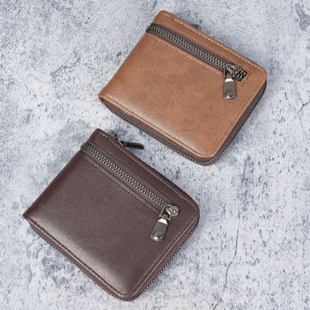 

Retro Thin Men's Short Wallet Coin Purses ID Card Holder Fold Wallet PU Leather Card Bag Business Purse Daily