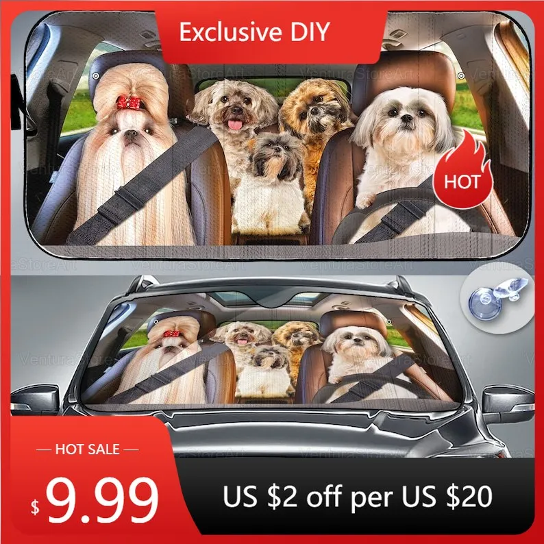 

Shih Tzu Car Sunshade, Dog Car Decoration, Shih Tzu Lover, Auto Sun Shade, Gift For Dad, Shih Tzu Car Windshield PHT032206X08