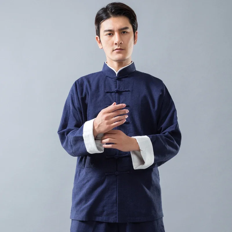 

Linen Blend Kung Fu Tai Chi Clothing Martial Arts Clothes Taijiquan Wushu Uniform Chinese Style Tang Suit Blue 2022 New Style