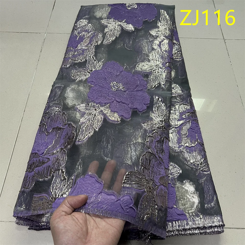 

2026High QualityAfrican Nigerian Tulle Lace Fabric Organza Embroidery Guipure Brocade Jacquard Wedding Dresses Party Gowns 5Yard