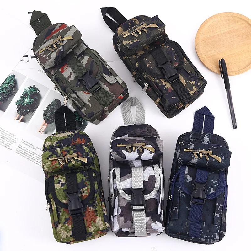 1pcs Mini Military Backpack Pencil Case Boys Schoolbag Camouflage Pencil Bag School Supplies Storage Bag Student Pen Case
