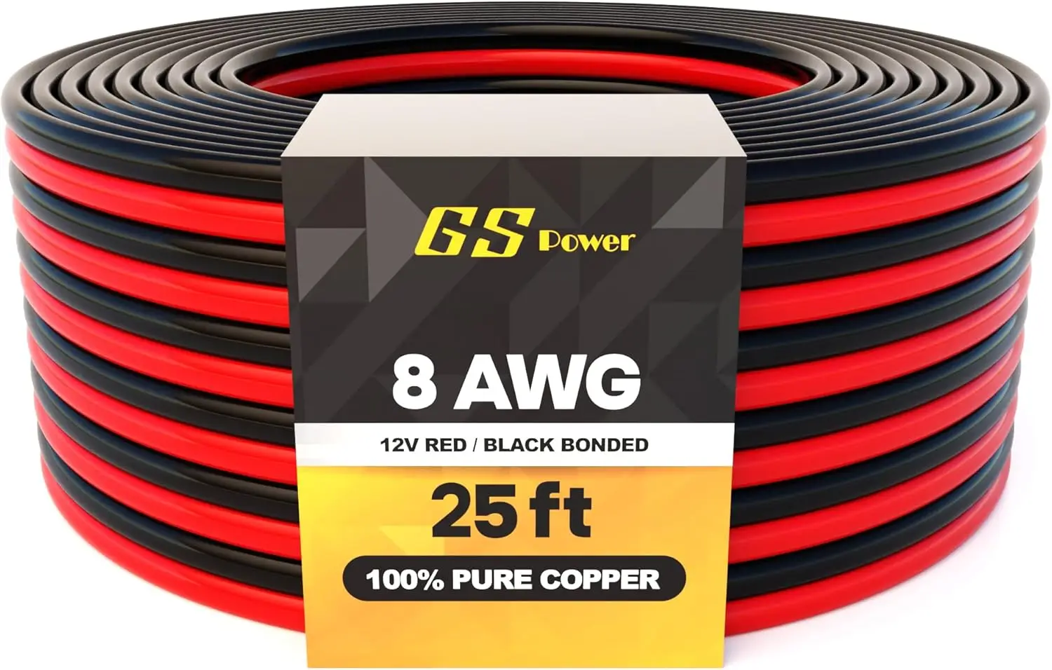 

OFC Pure Copper 8 Gauge Wire 25ft, 12v Primary Hi-Fi Speaker Cable for Amplifier, Solar Panel, Automotive, Battery, Stereo, Home