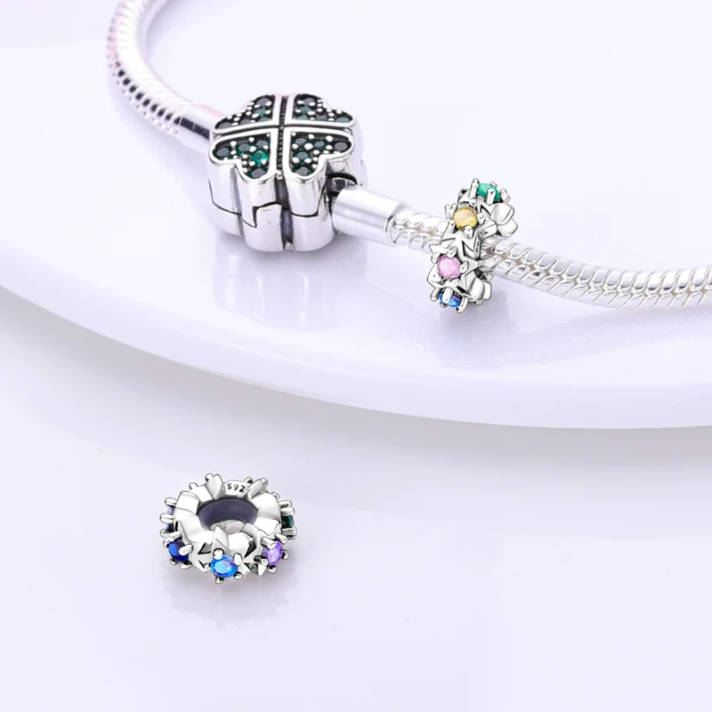 

925 Sterling Silver Colorful Star Isolation Charms Beads Fit 3mm Original Bracelet DIY Women Exquisite Anniversary Jewelry Gifts