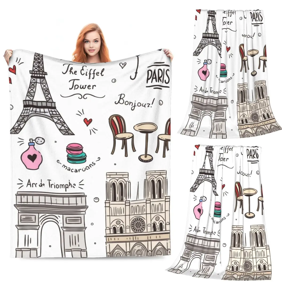 

Paris Pattern Colors Blankets Flannel Sofa Throw Blanket Breathable for Couch Bedding Outdoor Throws Bedspread Quilt