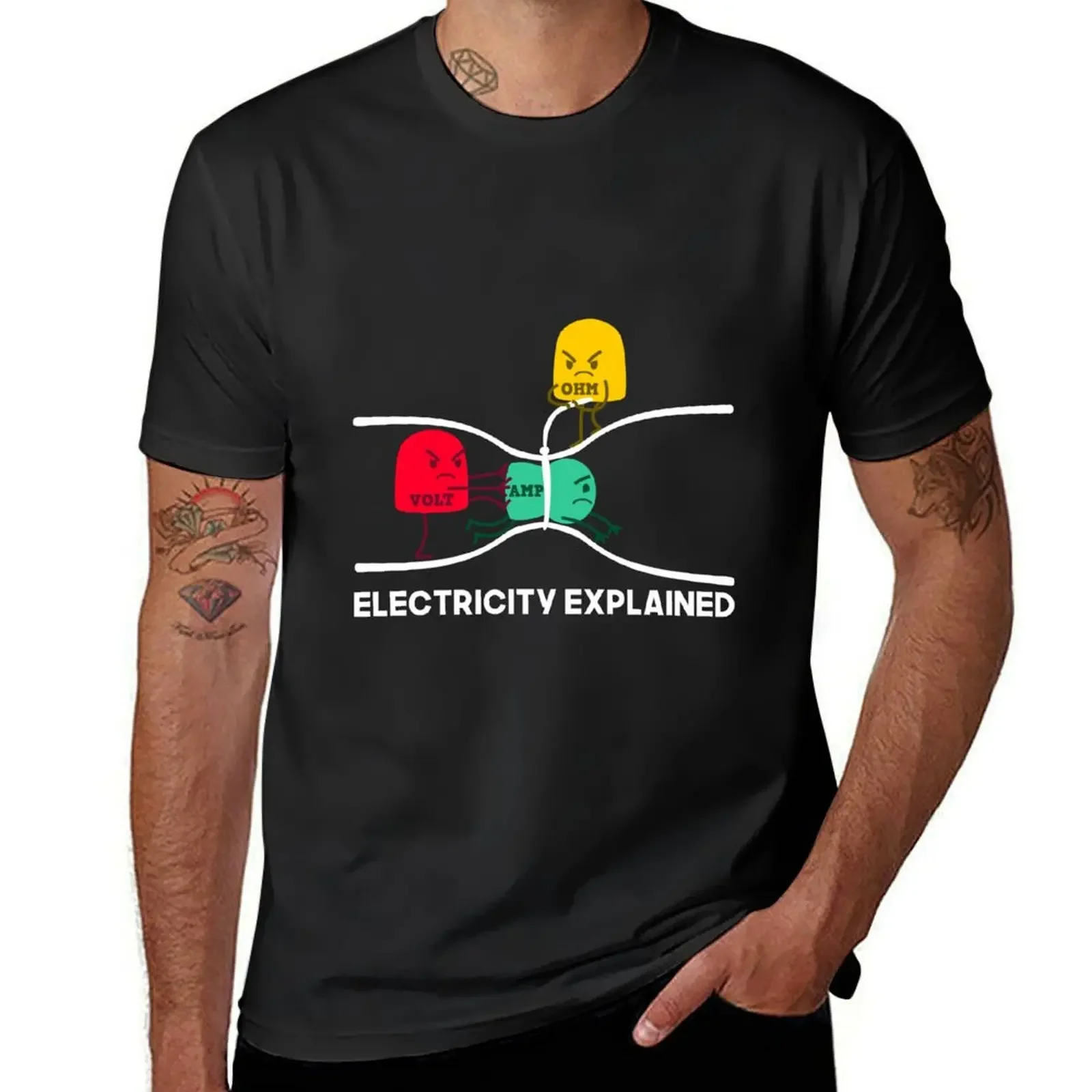 Electricity Explained T-Shirt customs heavyweights vintage slim fit t shirts for men