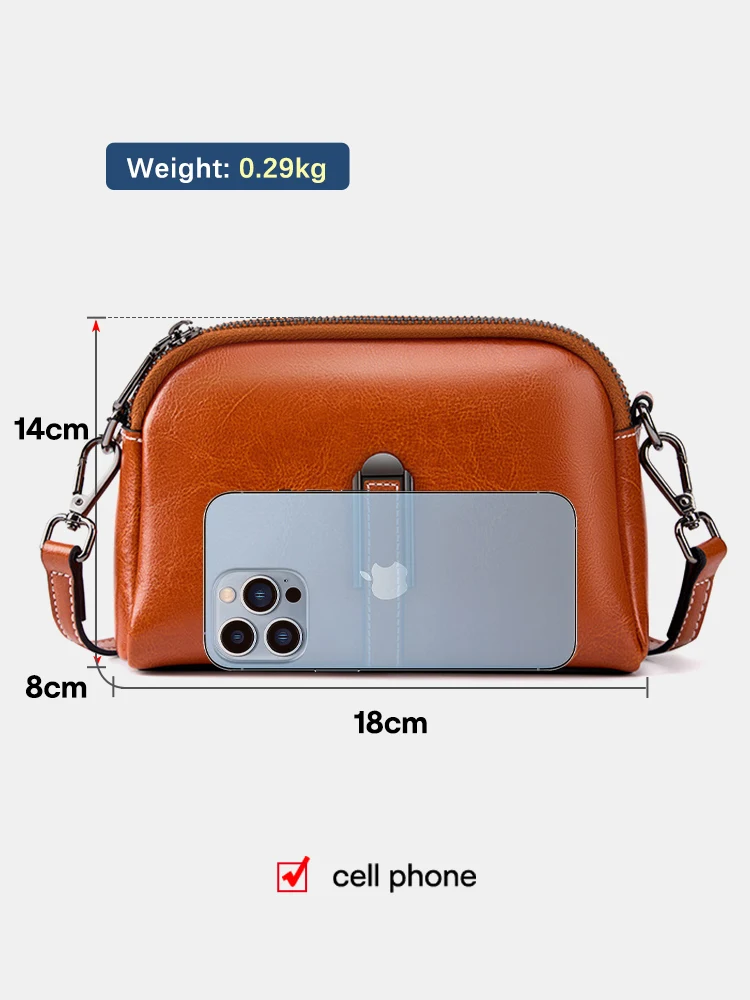 Zency 100% Oil Wax Top Leather Small Crossbody Bags For Women Fashion Designer Shoulder Bag For Phone Handbag Purse Messenger