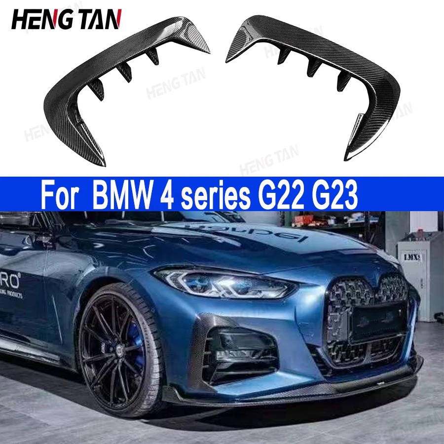 For BMW 4 series G22 G23 Carbon Fiber Car Front Bumper Wind knife Splitter Spoiler Air Knife Tuyere Surround Trim