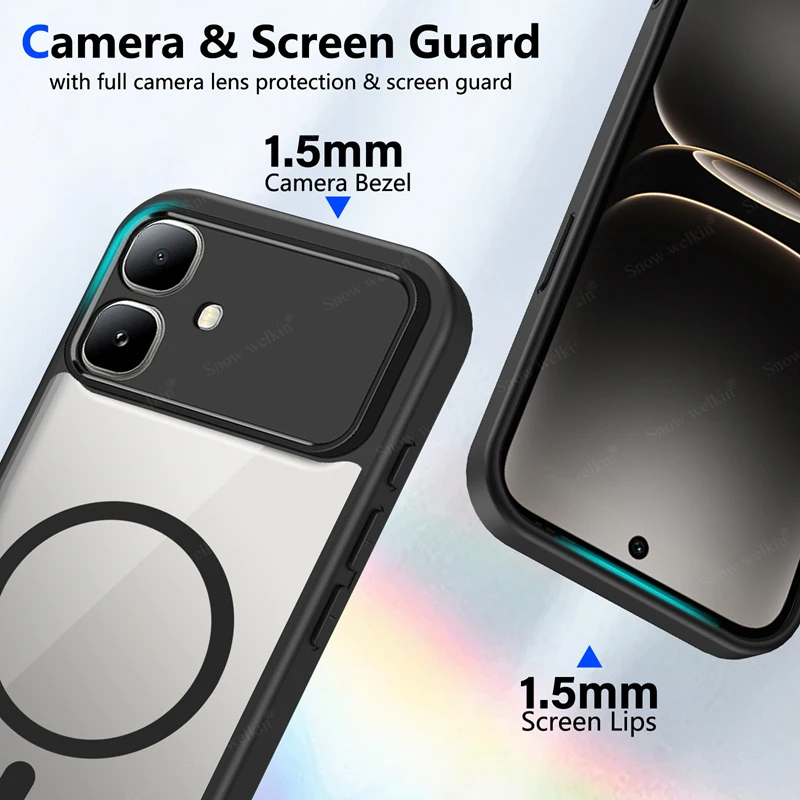 Magnetic Transparent Silicone Case for Infinix Smart 20 Smart10 4G PC Back TPU Bumper Shockproof Clear for Magsafe Cases Cover view 4