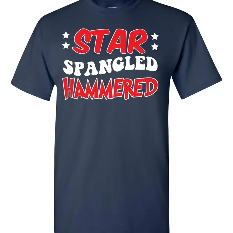 Star Spangled Hammered Beer Drinking July 4th Holiday Funny Men's T Shirt 983