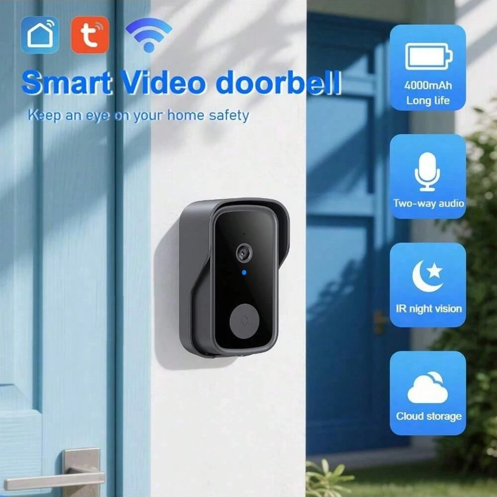

Tuya Smart Wireless Doorbell High quality Doorbell 4000mAh Long-Lasting Battery 2.4GWi-Fi Enabled Offices Apartments