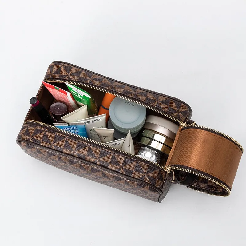 Large Capacity Double Pull Ladies Cosmetic Bag New Multi-functional Holding Bag Hand Carry Ladies Bag