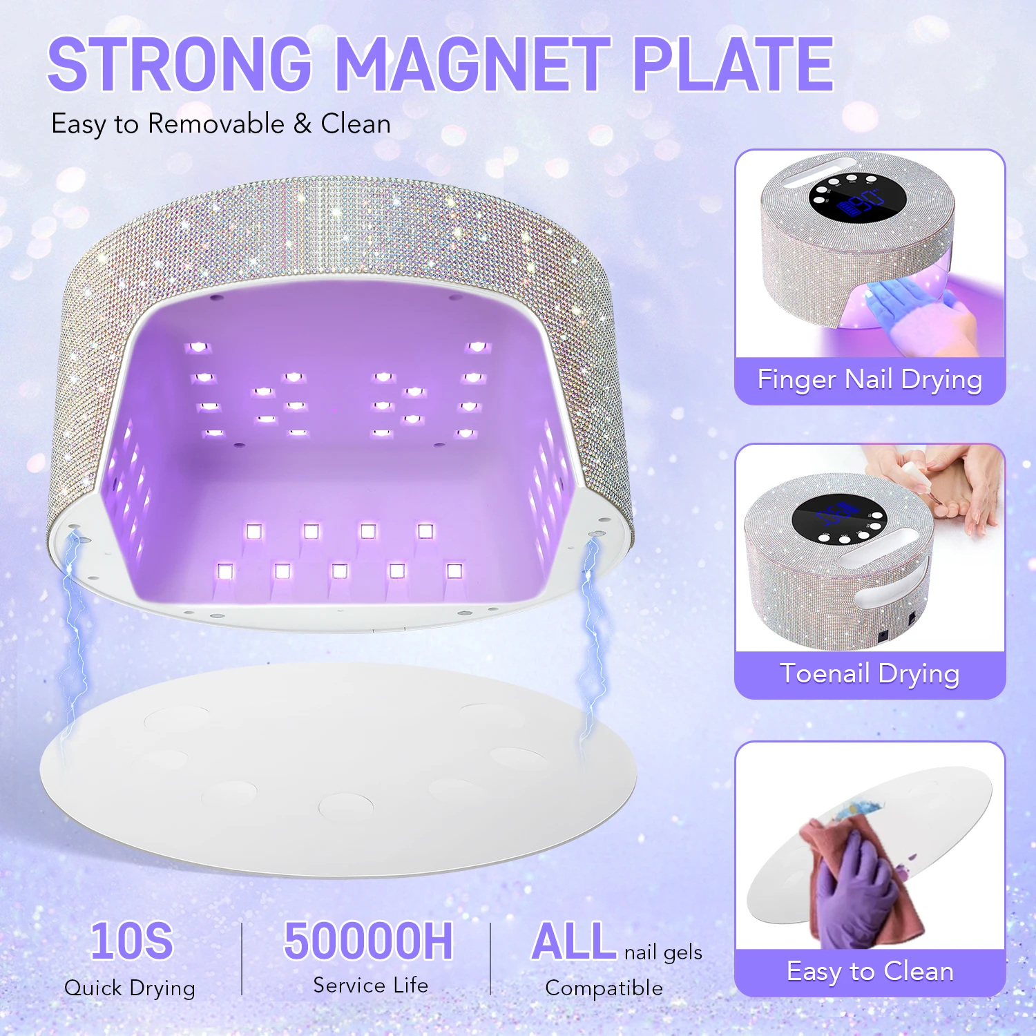 Portable 54W Nail Lamp With Handle 4 Timers Seeting Professional UV LED Lights For Gel Nail Polish Home Manicure Salon