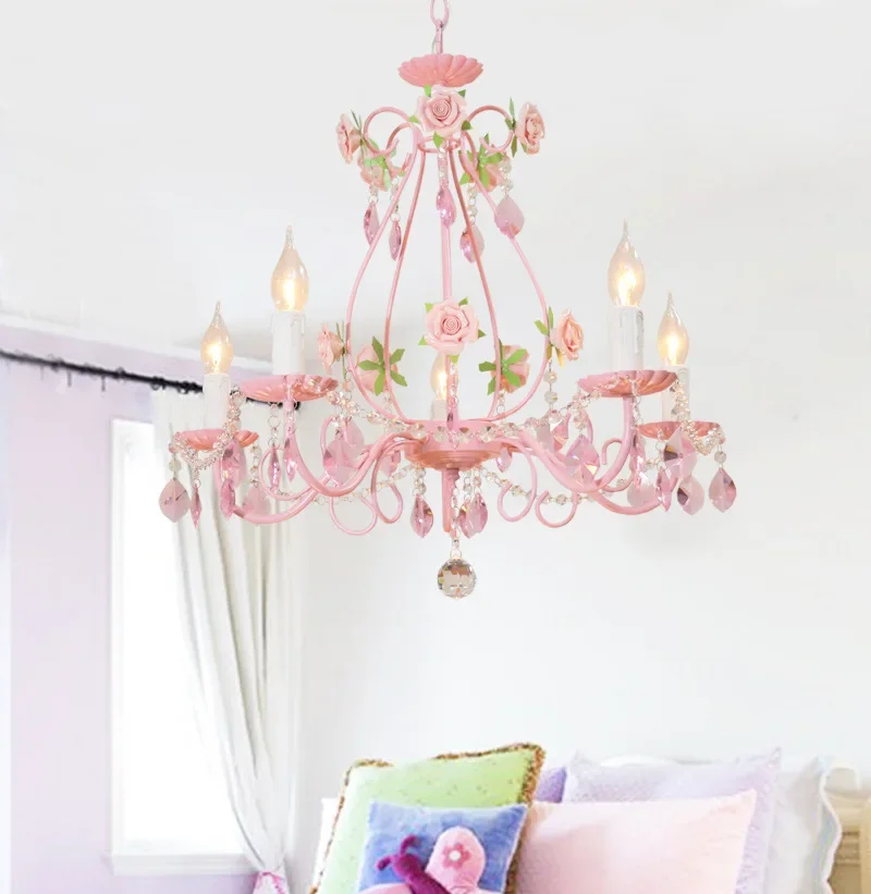 

Free Shipping Modern White European Chandelier lamp Lustre Light 3L/5L/8L Pink Rose Flower Light Fixture E14 Decoration Lamp